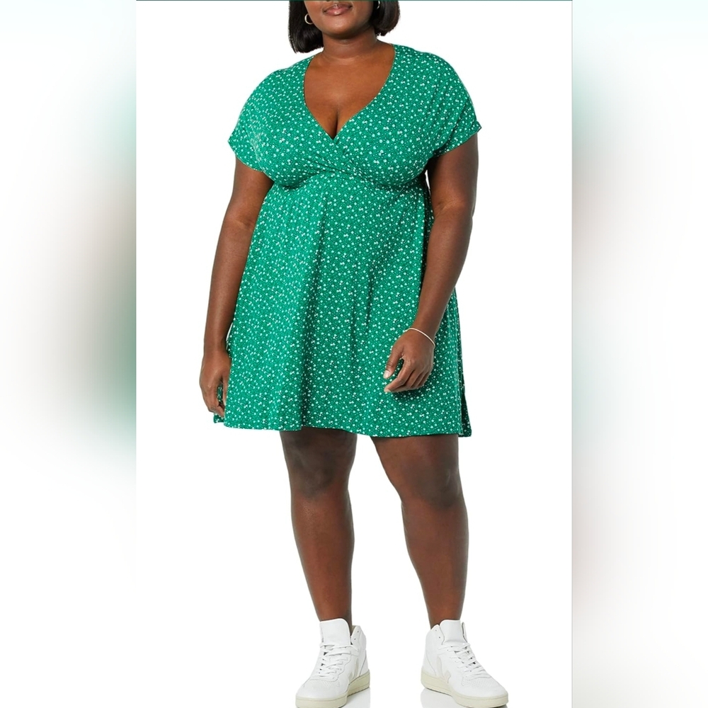 NWT Green And White Surplice Dress